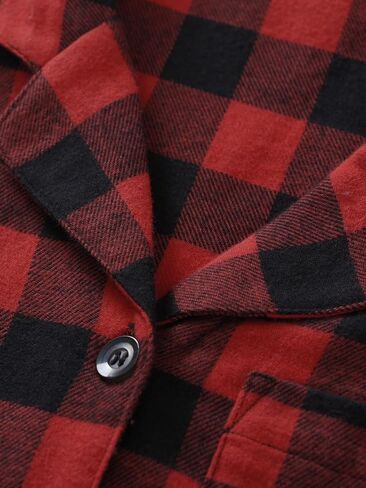 Latuza Women's Plaid Flannel Pajama Shirt Button Down Long Sleeve Pj Top in Saudi Arabia