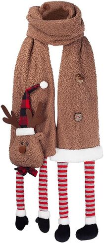 Christmas Cute Reindeer Scarf, Unisex Winter Warm Flannel Long Scarf Xmas Scarf, Cartoon Shawl Scarf with Elk Doll in Saudi Arabia