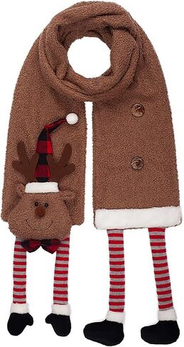 Christmas Cute Reindeer Scarf, Unisex Winter Warm Flannel Long Scarf Xmas Scarf, Cartoon Shawl Scarf with Elk Doll in Saudi Arabia