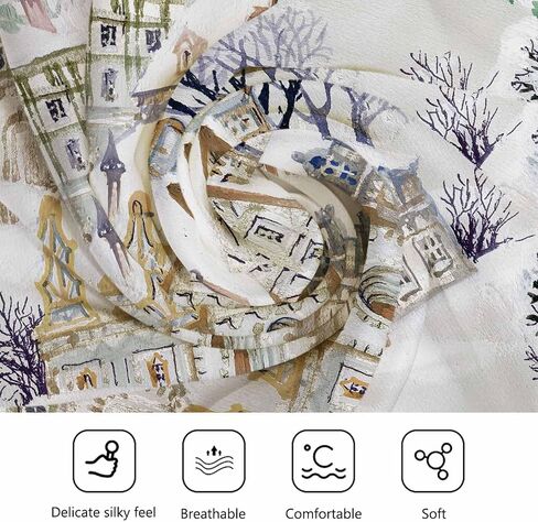 Golden Floral Pattern Head Scarf Silk Feel Like Color Damask Color Luxury Bandana Soft for Women Girls in Kuwait