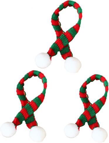 3Pcs Santa Mini Scarf, Xmas Miniature Scarf Pet Striped Knitted Scarf for Christmas Wine Bottle DIY in Saudi Arabia
