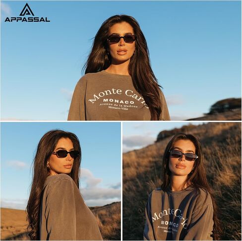 Retro Rectangular Sunglasses for Women Vintage Fashion Trendy Funny Small 90s Square Sunnies 2024 AP3698 in Saudi Arabia