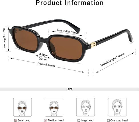 Retro Rectangular Sunglasses for Women Vintage Fashion Trendy Funny Small 90s Square Sunnies 2024 AP3698 in Saudi Arabia