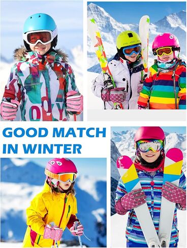 نيوكوت 2 أزواج أطفال قفازات الثلوج الشتوية قفازات التزلج الدافئة الأطفال ركوب على الجليد قفازات الثلج قفازات مقاومة للماء للأطفال في الهواء الطلق قفازات الشتاء للبنين الفتيات (الوردي الفاتح، الأرجواني، نمط أنيق) in Kuwait