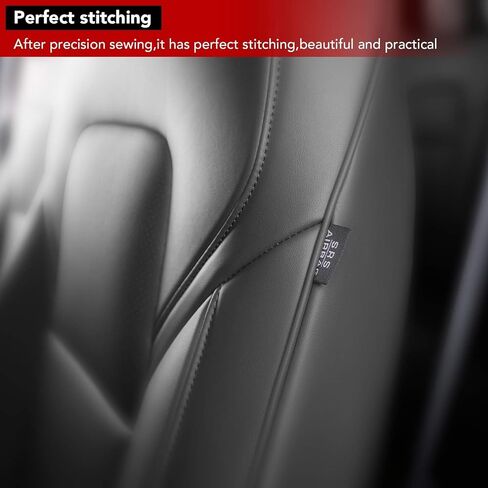 BASENOR 2024 ترقية Tesla Model Y غطاء مقعد السيارة من الجلد الأسود 5 مقاعد وسادة حامي مخصص مناسب لطراز Tesla Y 2020 2021 2022 2023 2024 أسود in Kuwait