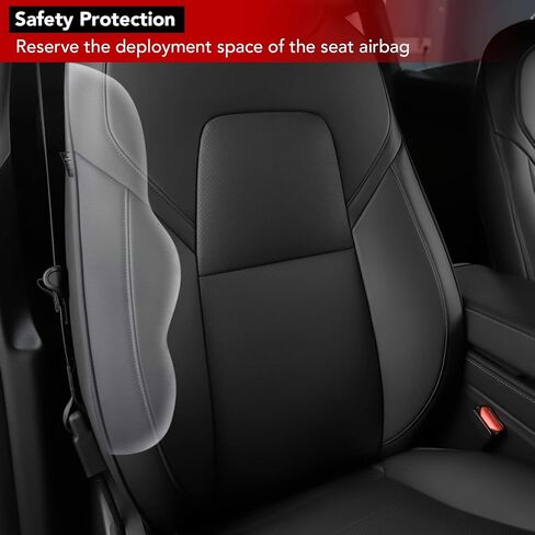 BASENOR 2024 ترقية Tesla Model Y غطاء مقعد السيارة من الجلد الأسود 5 مقاعد وسادة حامي مخصص مناسب لطراز Tesla Y 2020 2021 2022 2023 2024 أسود in Kuwait