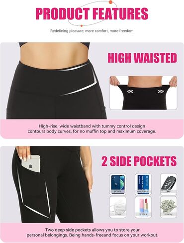 3 Pack Biker Shorts for Women with Pockets, High Waisted Plus Size Workout Spandex Yoga Shorts (S-3XL) in Saudi Arabia