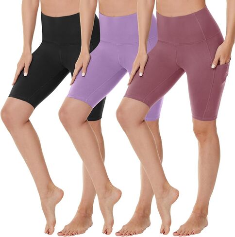 3 Pack Biker Shorts for Women with Pockets, High Waisted Plus Size Workout Spandex Yoga Shorts (S-3XL) in Saudi Arabia