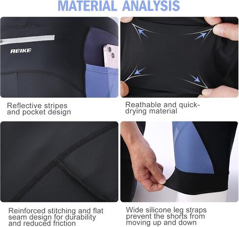 Womens Bike Shorts 4D Padded Cycling Shorts for Women with Pockets Wide Waistband Quick-Drying Blue in Saudi Arabia