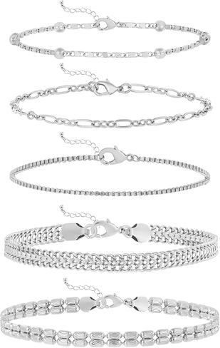 wgoud Gold Bracelets for Women Trendy, 14K Real Gold Plated Link Chain Bracelets for Women Waterproof, Adjustable Gold Stack Bracelet Set Jewelry Gifts for Women. in Kuwait