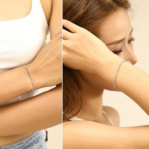 wgoud Gold Bracelets for Women Trendy, 14K Real Gold Plated Link Chain Bracelets for Women Waterproof, Adjustable Gold Stack Bracelet Set Jewelry Gifts for Women. in Kuwait