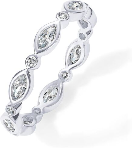 PAVOI 14K Gold Plated Cubic Zirconia Stackable Ring | Marquise Eternity Band For Women | Plated Gold Stacking Ring in Saudi Arabia