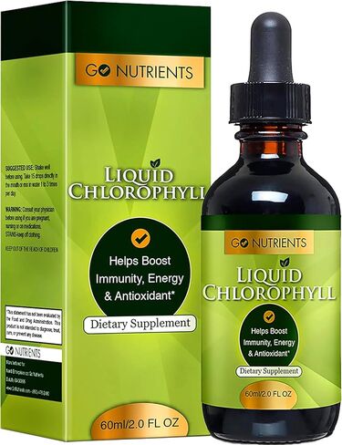 Go Nutrients Liquid Chlorophyll, Mulberry Derived Supplement, Chlorophyll Liquid Drops for Internal Deodorant, Energy, Digestion & Skin, Mint Flavor, Non-Diluted, 2oz | 118 Servings in Kuwait
