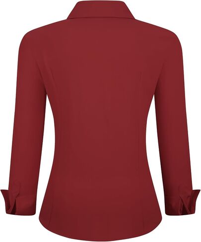 Esabel.C Womens Button Down Shirts Long Sleeve Regular Fit Stretch Work Blouse in Kuwait