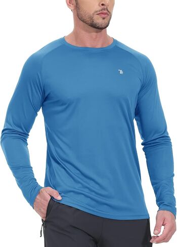 TBMPOY Men's Hiking Shirts Waterproof Dry Fit Athletic T-Shirts SPF Long Sleeve Safari Shirts Outdoor Work Swim Fishing Tops in Kuwait