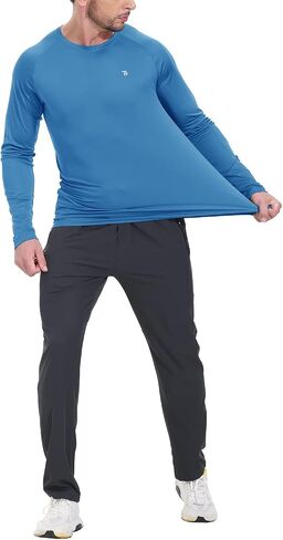 TBMPOY Men's Hiking Shirts Waterproof Dry Fit Athletic T-Shirts SPF Long Sleeve Safari Shirts Outdoor Work Swim Fishing Tops in Kuwait