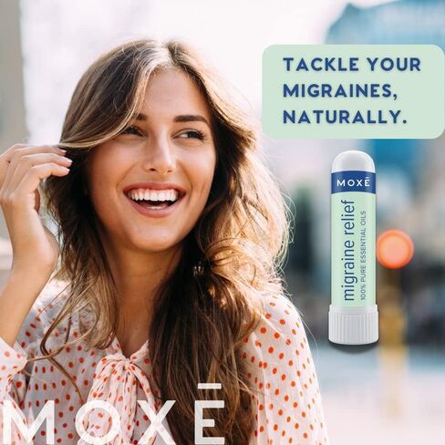 MOXE Migraine Relief Nasal Inhalers, Essential Oils for Headaches & Tension Relief, Portable Aromatherapy, Easy-to-Use, Pure & Undiluted, Peppermint, Spearmint, Eucalyptus, Tea Tree, USA Made, 3 Pack in Kuwait