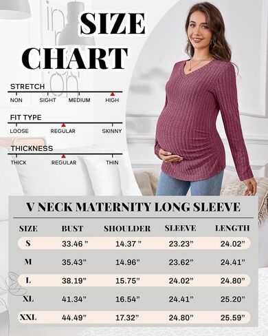 Ficerd Maternity Shirts 3 Pcs Long Sleeve Pregnancy Clothes V Neck Ribbed Fit Women Sweater Winter Mama's Thermal Tops in Kuwait