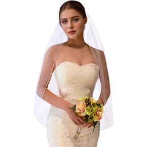Wedding Veil for Bride 1 Tier Bridal Veil with Pearls and Crystals Beaded Edge for Women and Bride