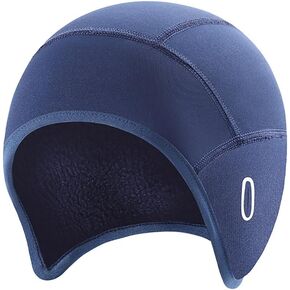 Winter Helmet Liner Skull Cap, Fleece Lined Warm Cycling Cap with Glasses Holes