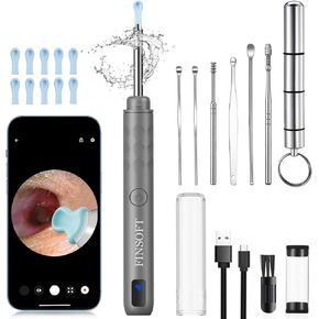 Ear Wax Removal Tool Camera, Ear Cleaner with Camera, Ear Wax Removal Cleaning Kit with 1296P HD Camera and 6 LED Lights, Earwax Removal Kit with 10 Ear Pick for iOS and Android, Black