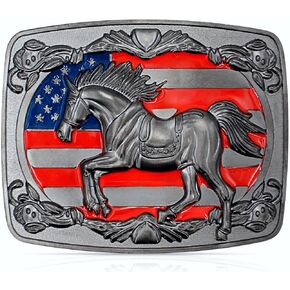Western Belt Buckles Men Women: Horse Belt Buckle Men Western Belt Buckles for Men American Flag Belt Buckle Women Mens Belt Buckle Silver Belt Buckle, Cowboy Belt Buckles for Woman Boys Cowgirl Gifts