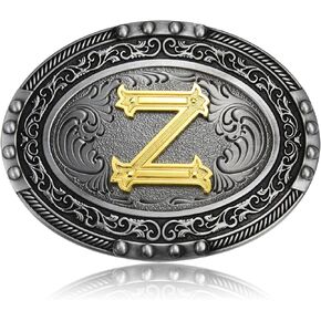 الحروف الأولية الغربية ABCDEFG إلى XYZ مشبك حزام للرجال والنساء، الحروف الأبجدية الذهبية