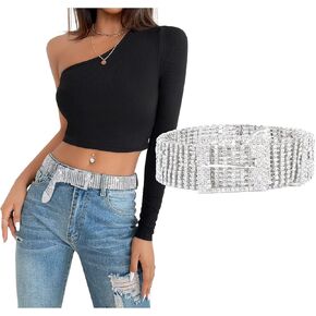 حزام خصر نسائي من XZQTIVE مصنوع من الكريستال وحجر الراين والألماس اللامع وحزام خصر لفساتين الجينز والسراويل الفضية والذهبية in Kuwait