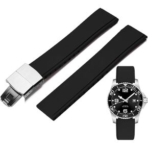 FKM Rubber Watch Bands Deployment Clasp Adjustable CTS Fluororubber 19mm 20mm 21mm 22mm Quick Release Soft Durable FKM Rubber Watch Strap Universal Replacement Band Strap for Men Women