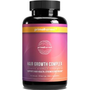 Primal Harvest 1 Pack, Hair Growth Vitamins, Hair Growth for Women & Men - 60 Hair Growth Pills, Natural Hair Thickening Product w/Biotin & Zinc - Hair Supplement, Regrowth Hair Vitamins