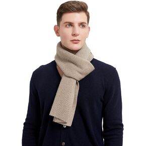 GreenMount Men’s Cashmere Scarf Ribbed Knitted 100% Cashmere Scarf Warm Thick Soft for Fall Winter Men in Kuwait