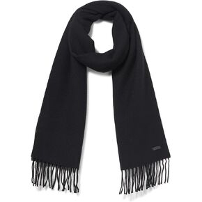 BOSS Mens Wool Textured Small Logo Scarf