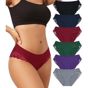 LEVAO Cotton Underwear for Women Lace Cheeky Stretch Bikini Womens Hipster Panties 6 Pack S-XXL