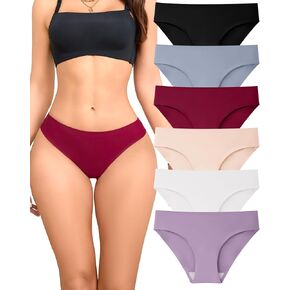 Womens Seamless Underwear No Show Soft Bikini Ladies Comfort Panties Silky Invisible Hipster Cheeky 6 Pack