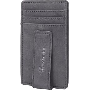 Travelambo Money Clip for Men Carbon Fiber Clip Wallet Leather Slim Minimalist Card Holder RFID Blocking (Weaved Black)