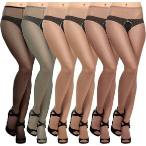 Geyoga 6 Pair Women Pantyhose Mesh Pantyhose Tights Mesh Stockings Sheer Silk Stretchy Mesh Footwear for Bar Dance