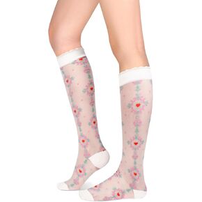 Benefeet Sox Womens Girls Lace Fishnet Knee High Stockings Pink Bow Cute Fancy Sheer Mesh High Tube Long Knee High Socks