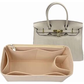 Lckaey Purse Organizer insert for birkin 35 bag organizer Tote Bag insert1099camel-L