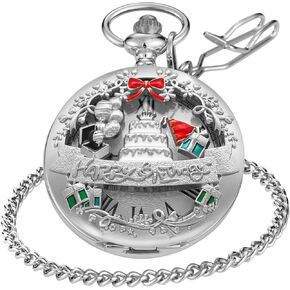 Animal Patch Pocket Watch, Carved Animal Design Patch Pocket Watch for Men, Men's Pocket Watch with Waist Chain