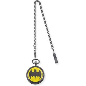 Accutime DC Comics Batman Adult Men's Analog Pocket Watch - Emblem Molded Shield Cover, Male, Analog Wrist Watch in Silver (Model: BAT3093AZ)