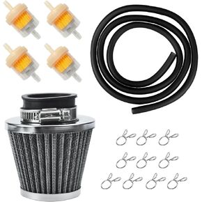 35mm Air filter Fuel Line Kit for 110cc 125cc SSR110 SSR125 TTR90 TTR110 PW80 CRF50 CRF70 XR50 XR70 KLX110 Baja DR70 Motovox MVX70 MVX110 Tao Tao DB14 Dirt Pit bike Four Wheeler Quad ATV Silver