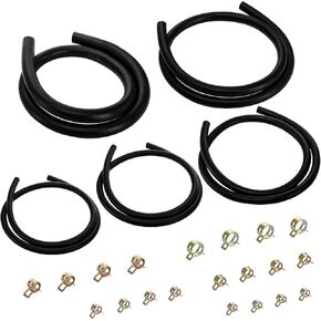 Yesland 3.3 Feet Fuel Line Hose - 3/8" 1/2" 5/16" 1/4" 3/16" ID NBR Rubber Gasoline Tube with 20pcs Clamps for Small Engines, Fits for Kawasaki EZGO Golf Cart Snowmobile Motorcycle ATV Tractor