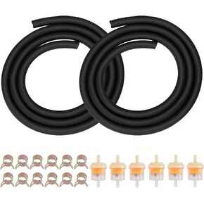 GREHUA 1/5"x39"(5mm x 1m) Dirt Bike Fuel Line & Filters Compatible with GY6 90cc 110cc 125cc TaoTao Apollo Trailmaster 150 XRS Pit Bike ATV Moped Scooter Dune Buggy Parts Black w/ 12Pcs Hose Clamps