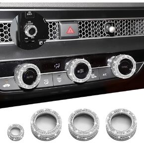 4PCS Bling Car Accessories AC Knob Covers, Air Condition Knob Switch Trim, AC Climate Control Button, Automotive Accessories Interior Decorated Button Knob Covers Compatible with Civic