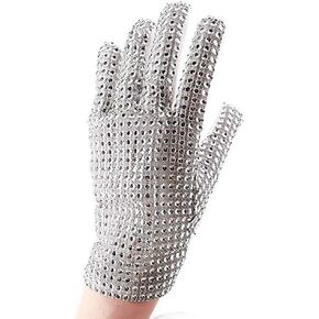 Rhinestone Glove White Handmade Glove Costume Accessory Single Side Sequin glove (Right hand)