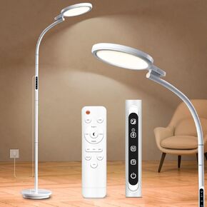 Light Therapy Lamp 10000 Lux UV-Free Sun Lamp, Floor Happy Lamp in 3 Different Heights, 5 Colors & 5 Brightness Levels with 2 Control Methods for Work/Relax/Study (Black)