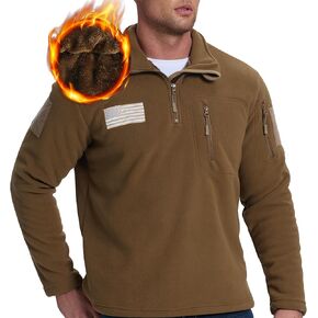 Mens Fleece Quarter Zip Pullover Sweatshirt Warm Winter 1/4 Zip American Flag Graphic Patriotic Sweatshirt for Men