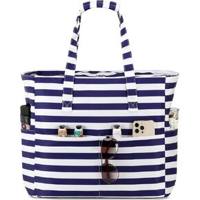 LEDAOU Beach Bag Waterproof Sandproof Women Tote Bag Pool Bag with Zipper for Gym Grocery Travel with Wet Pocket