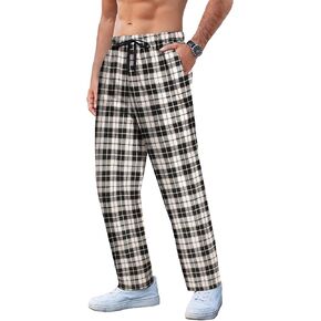 COOFANDY Men's Plaid Casual Pants Soft Cotton Christmas Pajama Pants Drawstring Checkered Lounge Sweatpant with Pockets