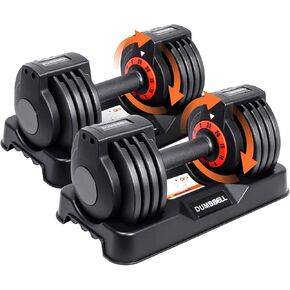 25/55 lbs (Pair) Adjustable Dumbbell Set, Dumbbell Adjustable Weight with Non-slip Quick Adjust Swivel Handle, Dumbbell Home Gym Fitness Equipment for Men and Women
